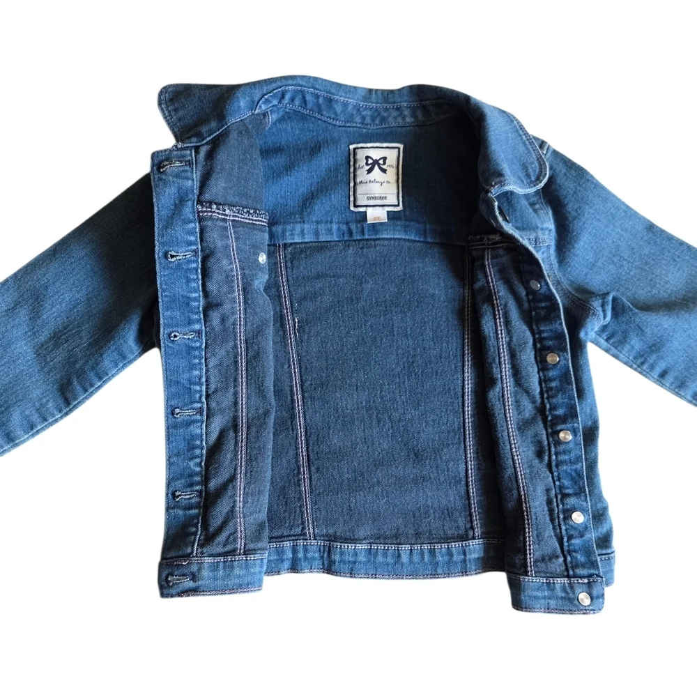 Gymboree Blue Denim Jacket with Western Cowgirl Purple and Yellow Pattern 5T